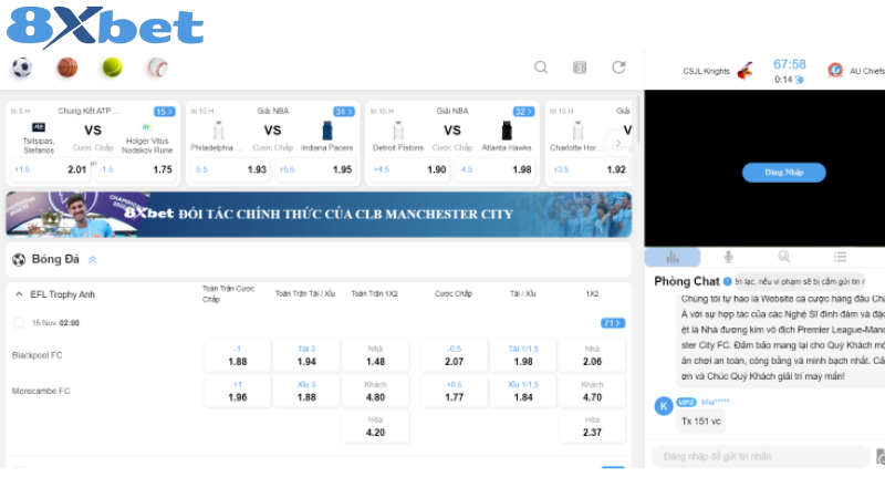 Đăng nhập tài khoản cá cược trên 8xbet